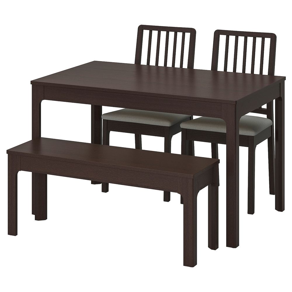 Стол/2стула/скамья, темно-коричневый/Рамна светло-серый 120/180 см IKEA EKEDALEN ЭКЕДАЛЕН / EKEDALEN ЭКЕДАЛЕН 492.213.16 - фото 1