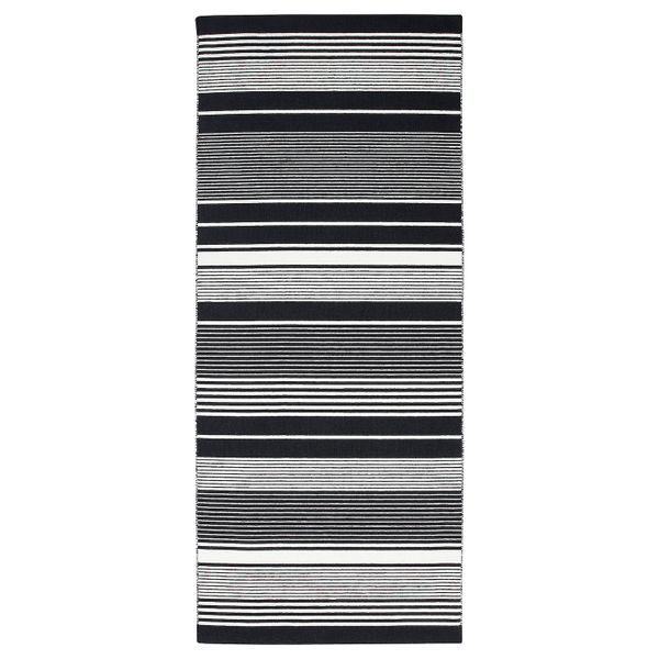 Ковер безворсовый, черный/белый, полоска 80x200 см IKEA ВЕСЛЁС 004.187.05 - фото 1