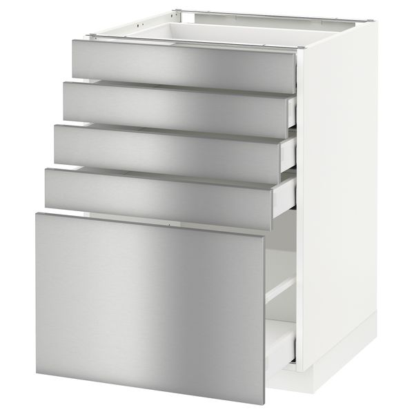 Напольный шкаф с 5 ящиками МЕТОД / МАКСИМЕРА, белый, Гревста нержавеющ сталь - схема-чертеж с размерами