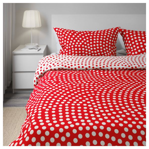 Пододеяльник и 2 наволочки СТЕНКЛЁВЕР, белый, красный - фото 3