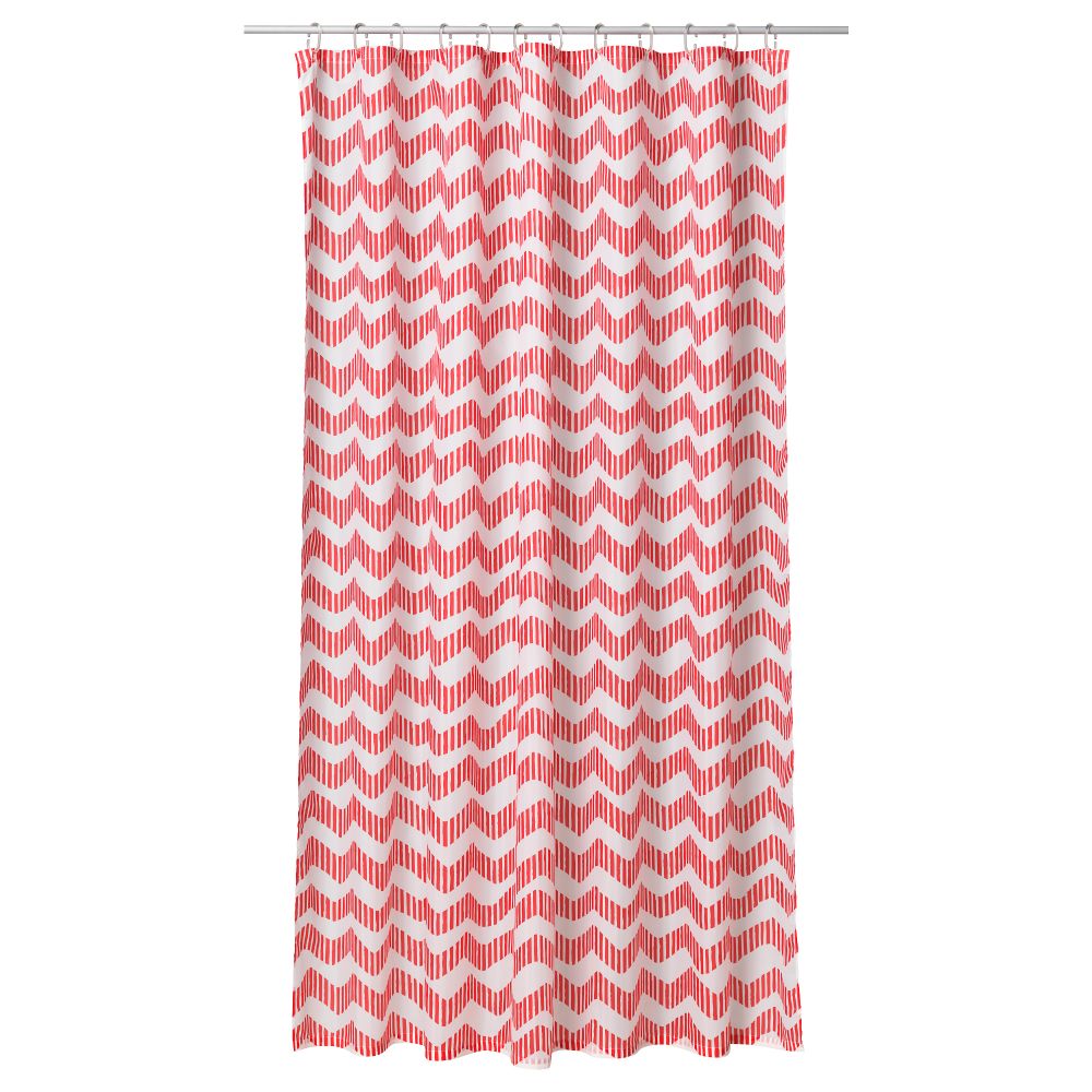 Штора для ванной СОММАР 2016, красный, белый (180x200 см) - схема-чертеж с размерами