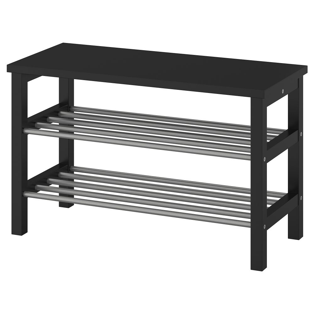Скамья с полкой для обуви, черный, 81x34x50 см IKEA TJUSIG ЧУСИГ 602.990.59 - фото 1