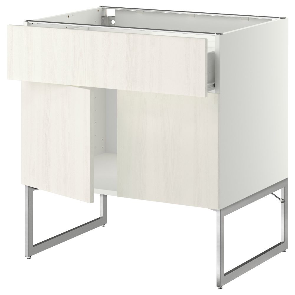 Напольный шкаф, полки, ящик, 2 двери МЕТОД / ФОРВАРА, белый, Росдаль белый (80x60x60 см) - схема-чертеж с размерами