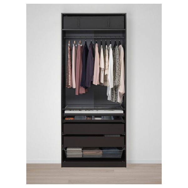 Гардероб, черно-коричневый, Форсанд под мореный ясень, черно-коричневый 100x60x236 см IKEA ПАКС 492.868.93 - фото 3