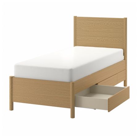 Каркас кровати с ящиками, дубовый шпон, Lindbåden, 90x200 см IKEA TONSTAD 094.966.90