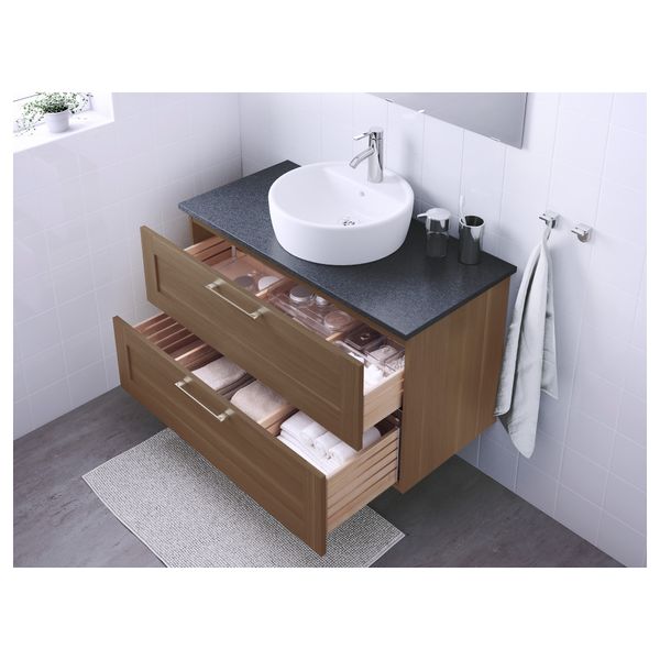 Шкаф п-раковину/столешн45/раковина ГОДМОРГОН/АЛДЕРН / ТОРНВИКЕН, под грецкий орех, черный (102x49x74 см) - схема-чертеж с размерами