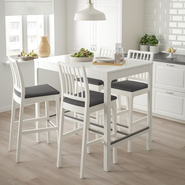 Барн стол + 4 барного стула, белый/Хакебу темно-серый 120 см IKEA EKEDALEN ЭКЕДАЛЕН / EKEDALEN ЭКЕДАЛЕН 994.294.94 - фото 2