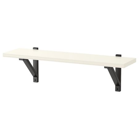 Полка навесная, белый, черный, 80x22 см IKEA БЕРГСХУЛЬТ / ЭКБИ ВАЛЬТЕР 992.906.99