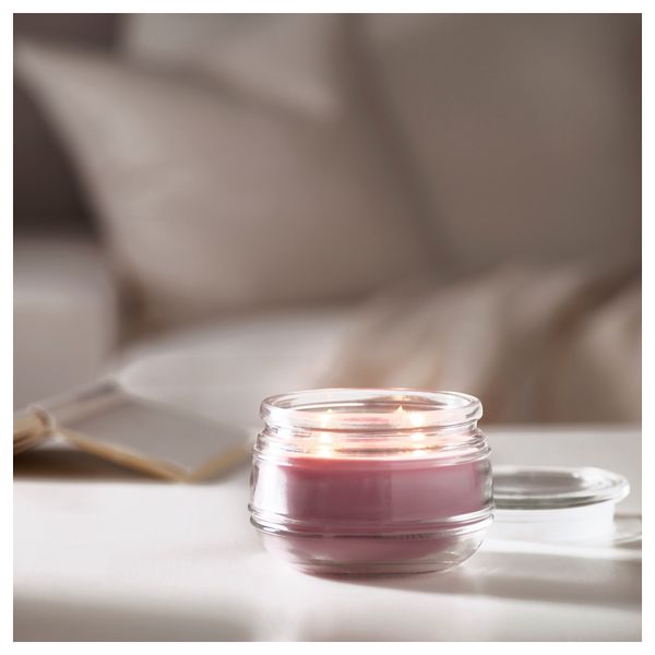 Ароматическая свеча в стакане, 2 фитиля ЛУГГА, Цветение розовый (10 см) - фото 2