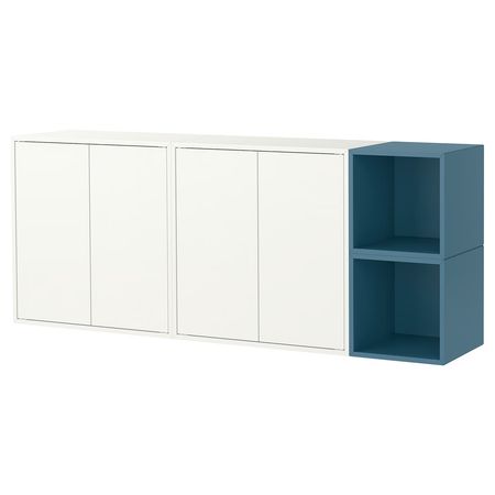 EKET Комбинация настенных шкафов - белый/серо-синий темный 175x35x70 см