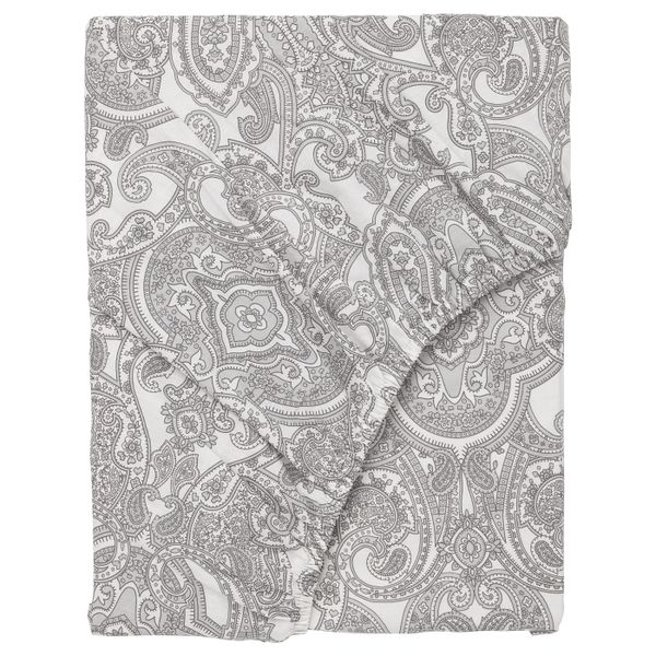 Простыня натяжная, белый, серый 160x200 см IKEA JÄTTEVALLMO ЙЭТТЕВАЛЛМО 004.365.92 - фото 1