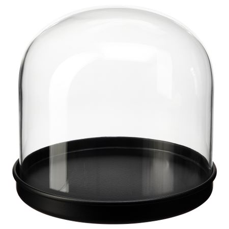 Стеклянный клош на подставке, 16 см, прозрачное стекло, черный IKEA SKÖNJA СКЁНЬЯ 004.976.89