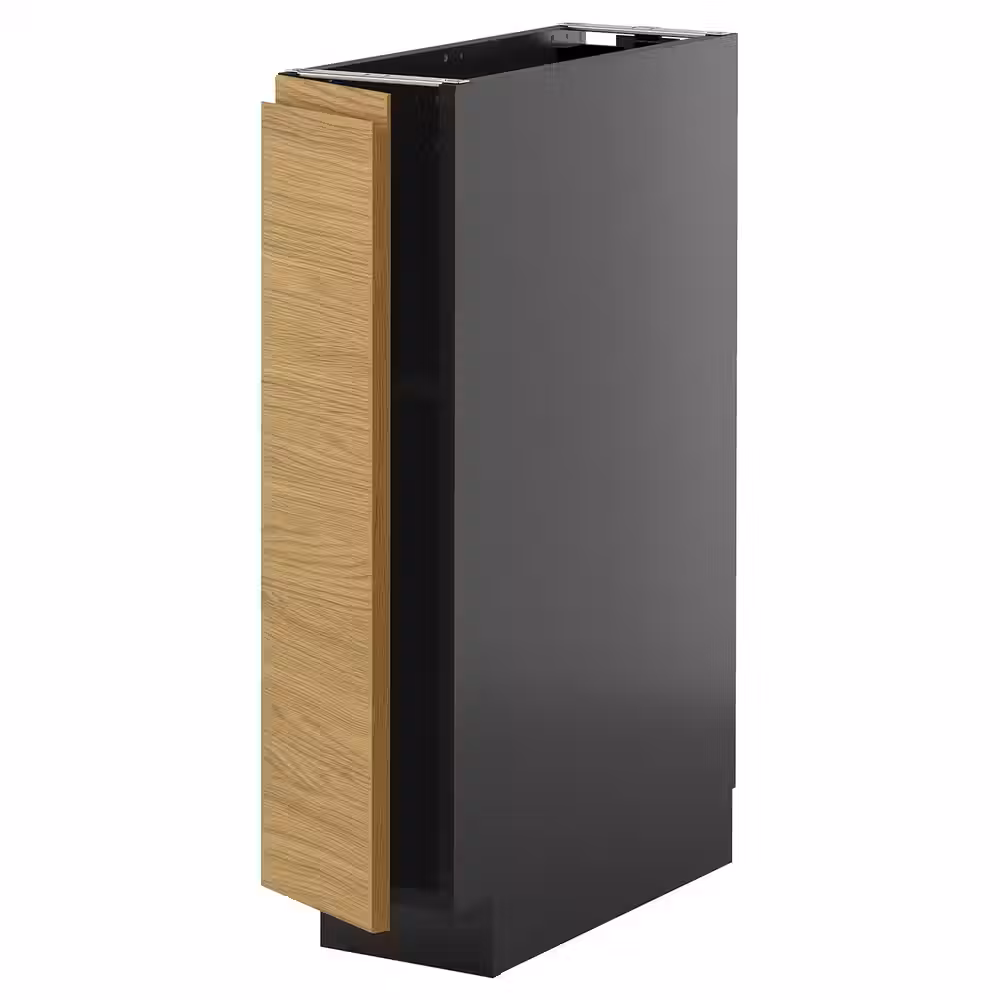 METOD Напольный шкаф с полками - черно-серый/Voxtorp под дуб 20x60 см - фото 1