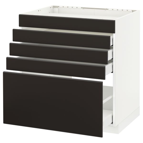 Напольный шкаф для варочной панели, 5 фасадов, 4 ящиков МЕТОД / МАКСИМЕРА, белый, Кунгсбакка антрацит - схема-чертеж с размерами
