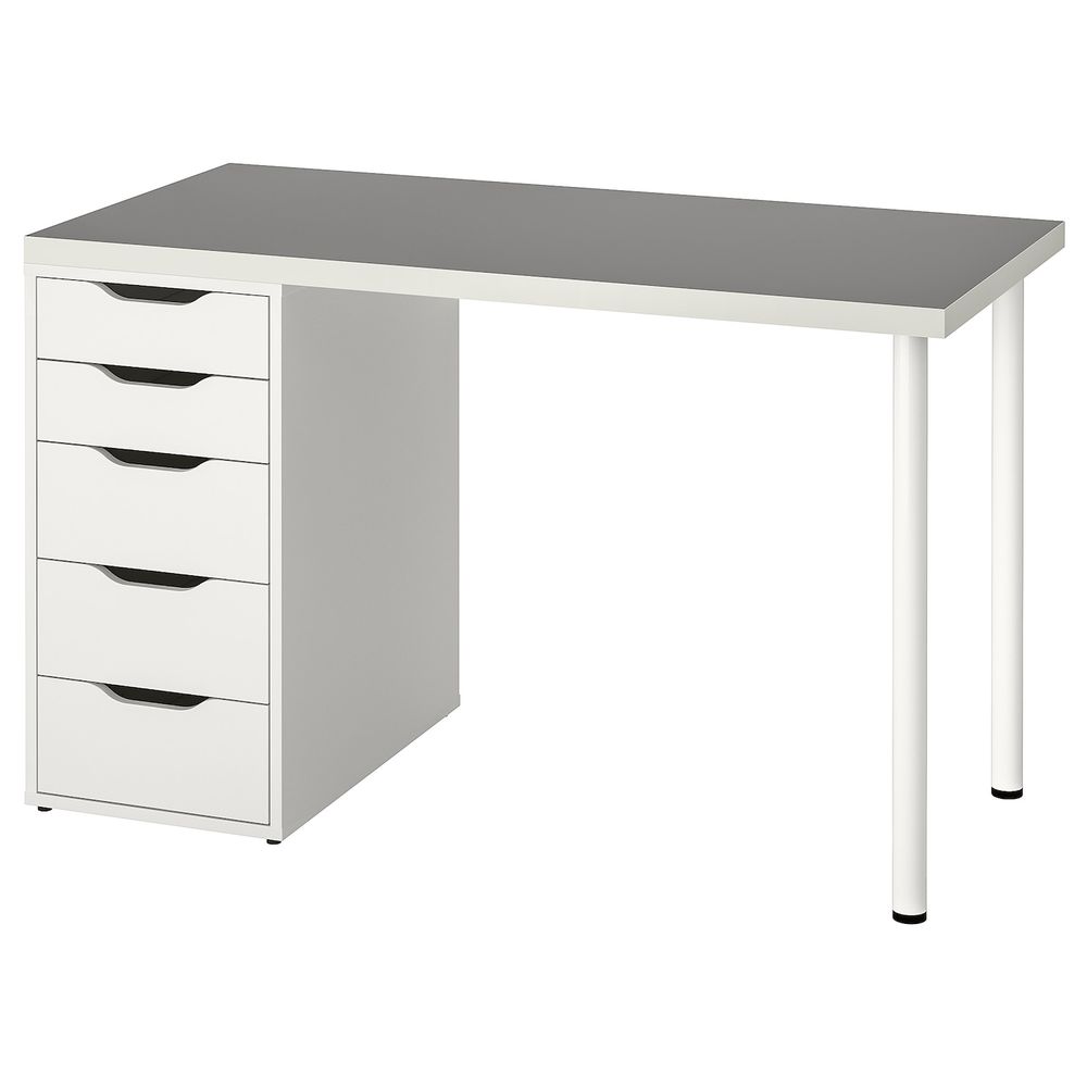 Стол, светло-серый, белый 120x60 см IKEA LINNMON ЛИННМОН / ALEX АЛЕКС 293.313.25 - фото 1