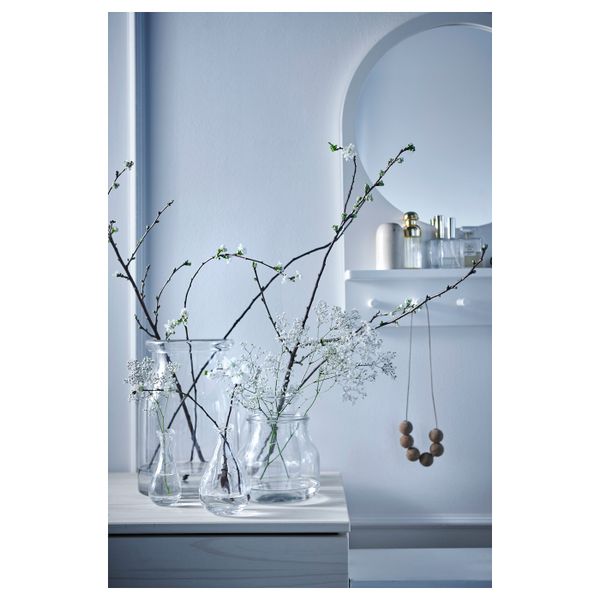 Зеркало с полкой и крючками, белый 50x68 см IKEA САЛТРЁД 203.692.66 - схема-чертеж с размерами