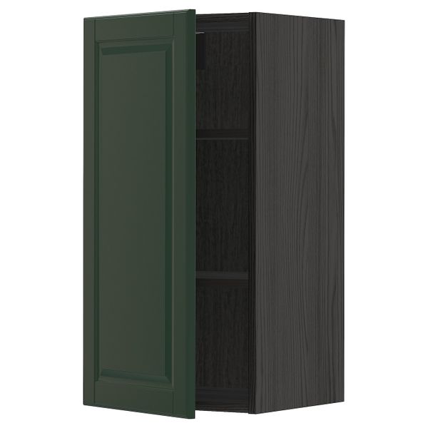 Шкаф навесной с полкой, черный/Будбин темно-зеленый 40x80 см IKEA МЕТОД 093.131.91 - схема-чертеж с размерами