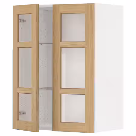 METOD Навесной шкаф/полки/2стеклян двери - белый/Forsbacka дуб 60x80 см