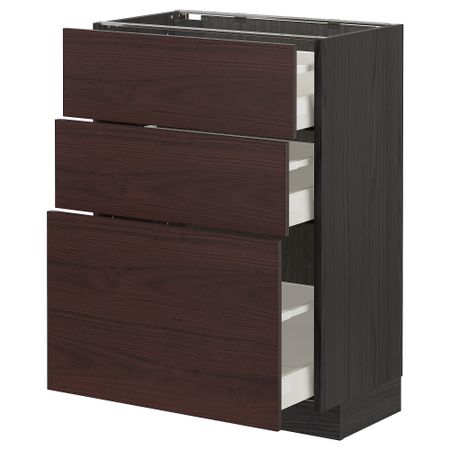 Напольный шкаф с 3 ящиками, 60x37 cm IKEA METOD МЕТОД, MAXIMERA МАКСИМЕРА 993.344.34