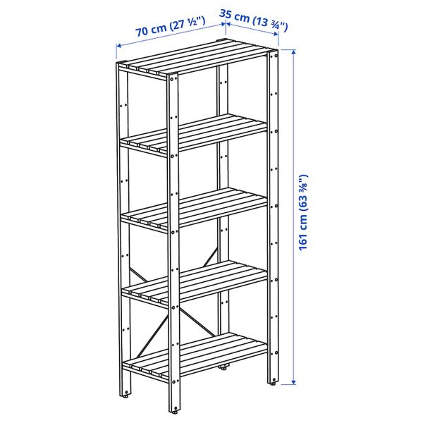 Стеллаж, для/сада, коричневая морилка 70x35x161 см IKEA TORDH ТУРД 493.161.78 - схема-чертеж с размерами