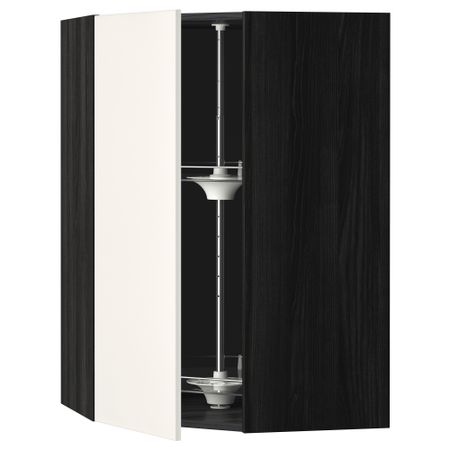 Угловой навесной шкаф с вращающейся секцией МЕТОД, черный, Веддинге белый