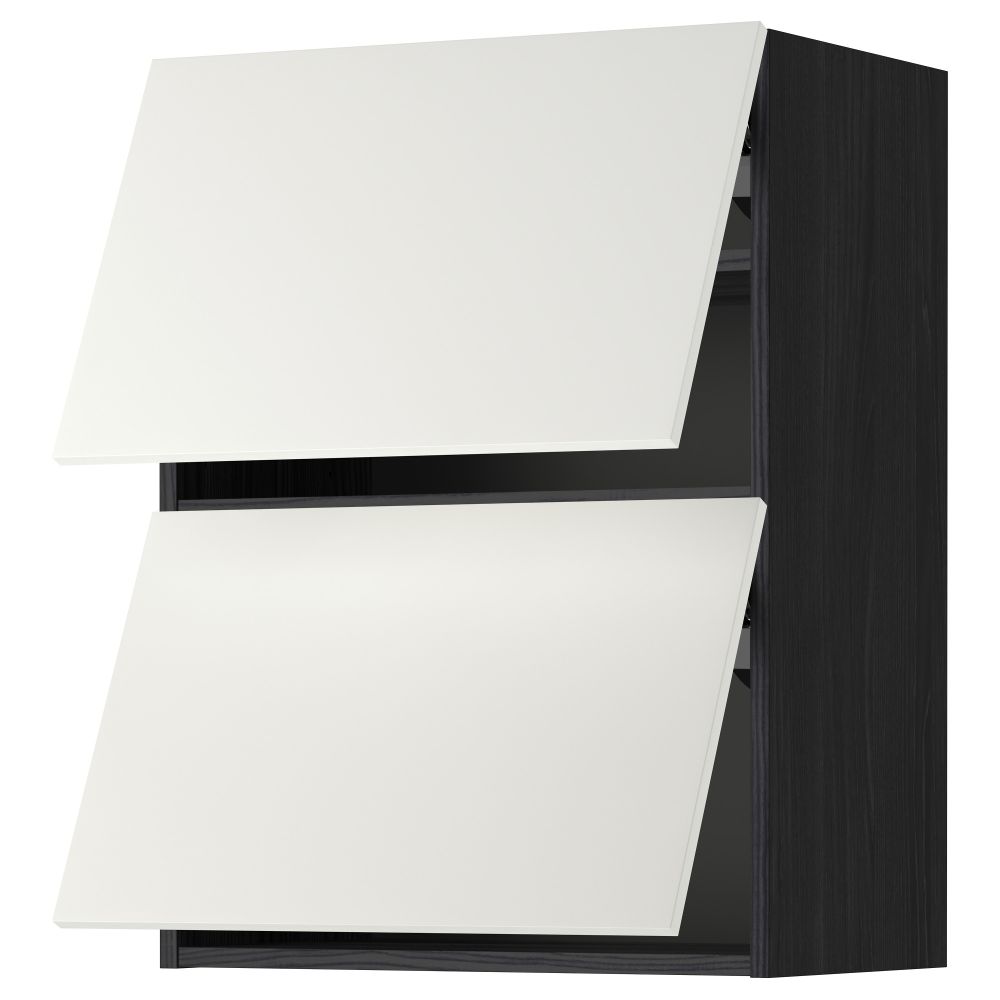 Навесной шкаф, 2 дверцы, горизонтальный МЕТОД, черный, Хэггеби белый - схема-чертеж с размерами