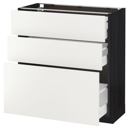 Напольный шкаф с 3 ящиками МЕТОД / МАКСИМЕРА, черный, Хэггеби белый