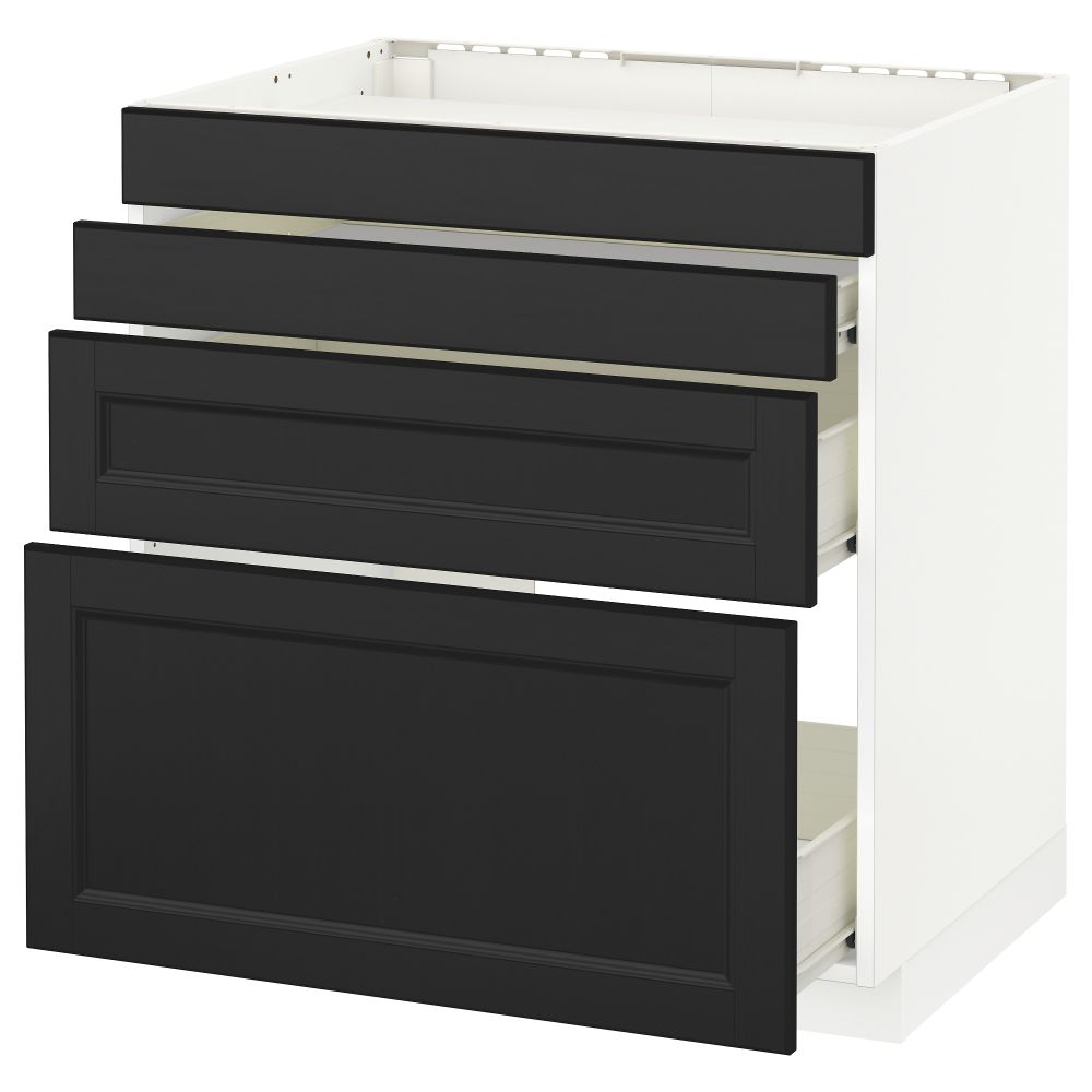 Напольный шкаф для духовки, 4фасада, 3 ящика МЕТОД / ФОРВАРА, белый, Лаксарби черно-коричневый - схема-чертеж с размерами