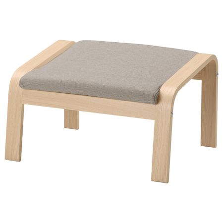 Табурет для ног, дубовый шпон, беленый/Хили бежевый IKEA POÄNG ПОЭНГ 193.194.04