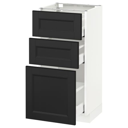 Напольный шкаф с 3 ящиками МЕТОД / МАКСИМЕРА, белый, Лаксарби черно-коричневый
