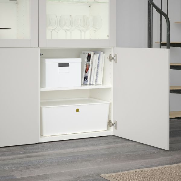 Комбинация для хранения + стеклянная дверц, белый, Лаппвикен светло-серый прозрачное стекло, 120x40x192 см IKEA БЕСТО 792.474.47 - схема-чертеж с размерами