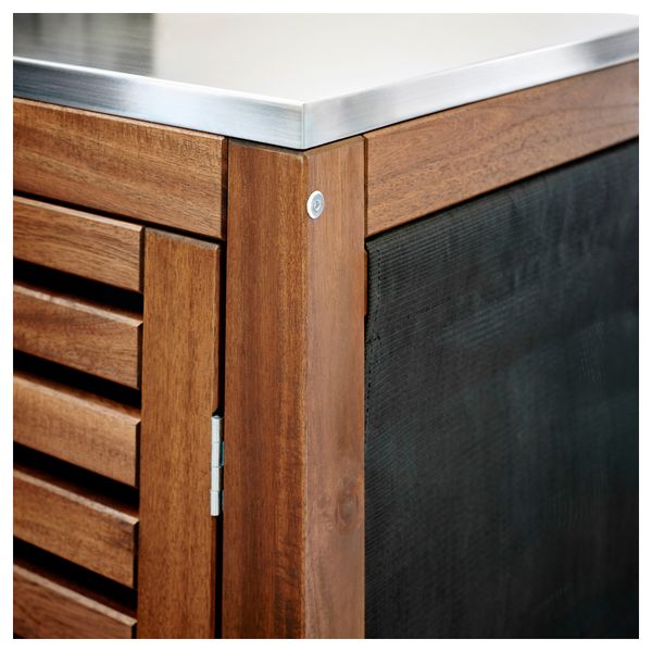 Модуль для хранения, садовый ЭПЛАРО / КЛАСЕН, коричневая морилка, цвет нержавеющей стали (77x58 см) - фото 3