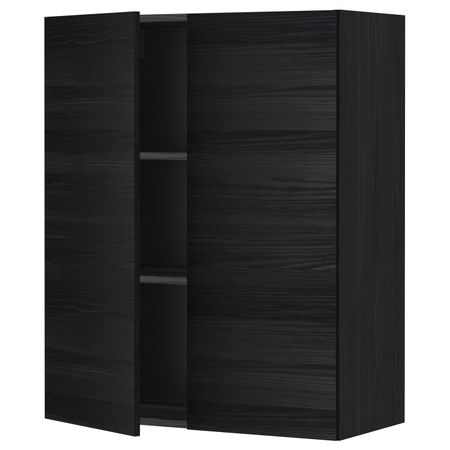 Навесной шкаф с полками/2дверцы, черный, Тингсрид черный 80x100 см IKEA МЕТОД 092.322.70