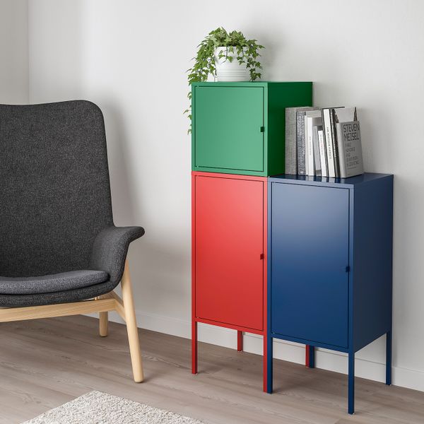 Комбинация для хранения, красный темно-синий/темно-зеленый 70x117 см IKEA ЛИКСГУЛЬТ 092.487.04 - фото 2