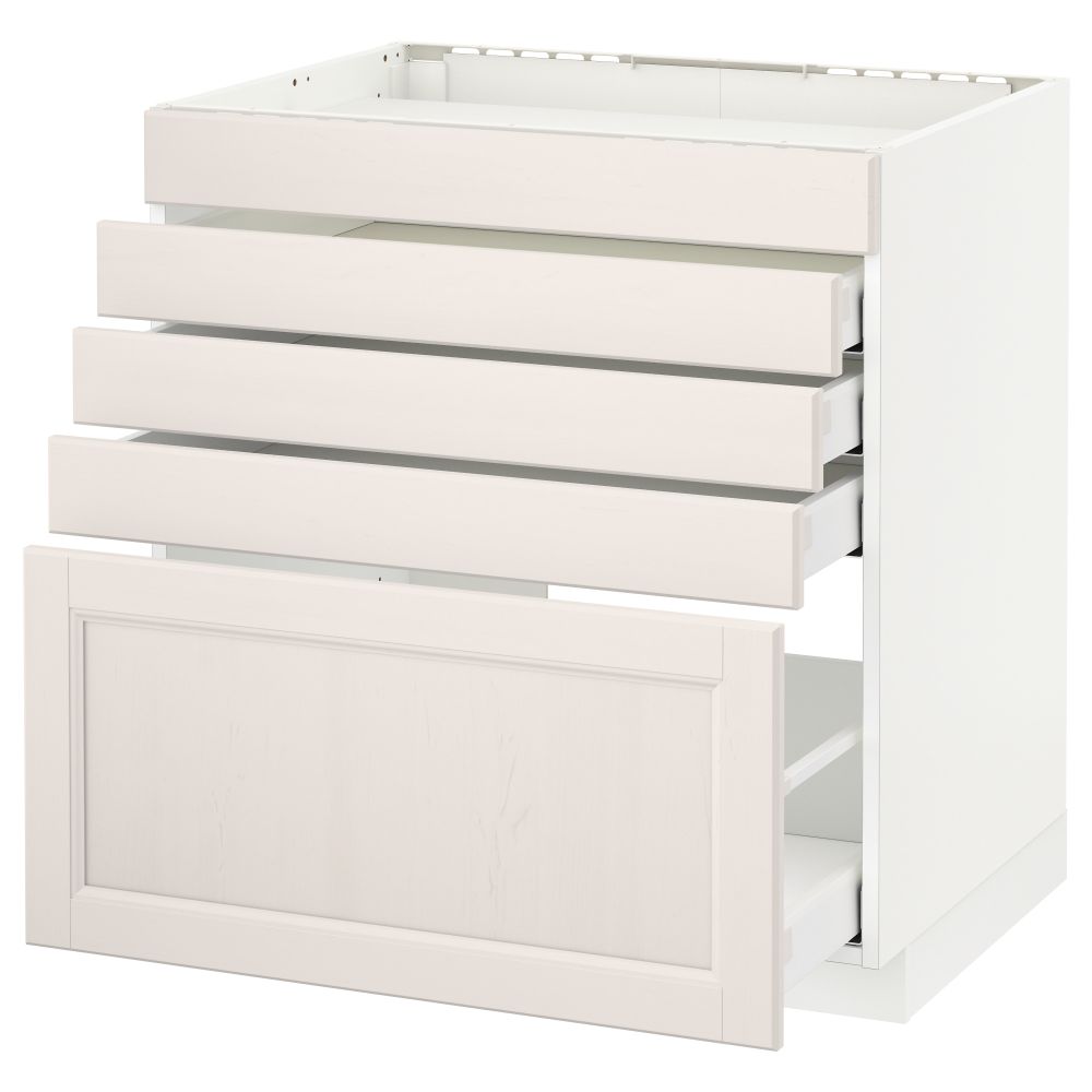 Напольный шкаф для варочной панели, 5 фасадов, 4 ящиков МЕТОД / МАКСИМЕРА, белый, Лаксарби белый - схема-чертеж с размерами