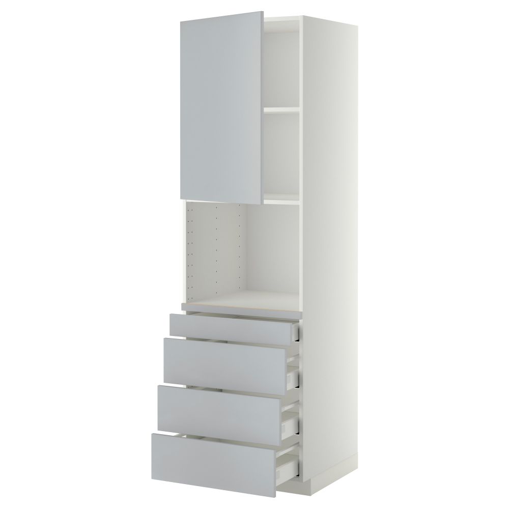 Высокий шкаф для комбинированния СВЧ, 4 ящика МЕТОД / МАКСИМЕРА, белый, Веддинге серый - схема-чертеж с размерами