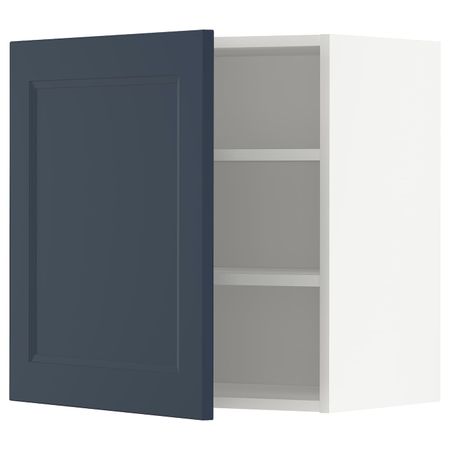 Навесной шкаф с полками, белый Акстад/матовая поверхность синий 60x60 см IKEA METOD МЕТОД 194.450.92