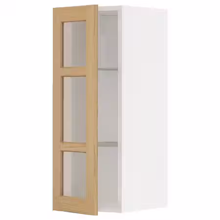 METOD Навесной шкаф/полки/стеклян дверца - белый/Forsbacka дуб 30x80 см