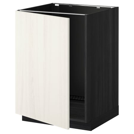 Напольный шкаф для раковины МЕТОД, черный, Росдаль белый (60x60 см)