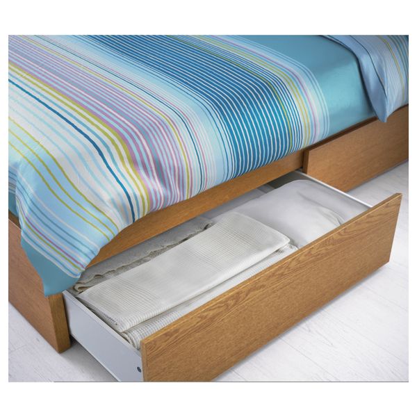 Высокий каркас кровати, 4 ящика МАЛЬМ, дубовый шпон, Лурой - фото 3