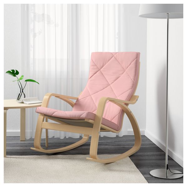 Кресло-качалка ПОЭНГ, березовый шпон, Эдум розовый - фото 2