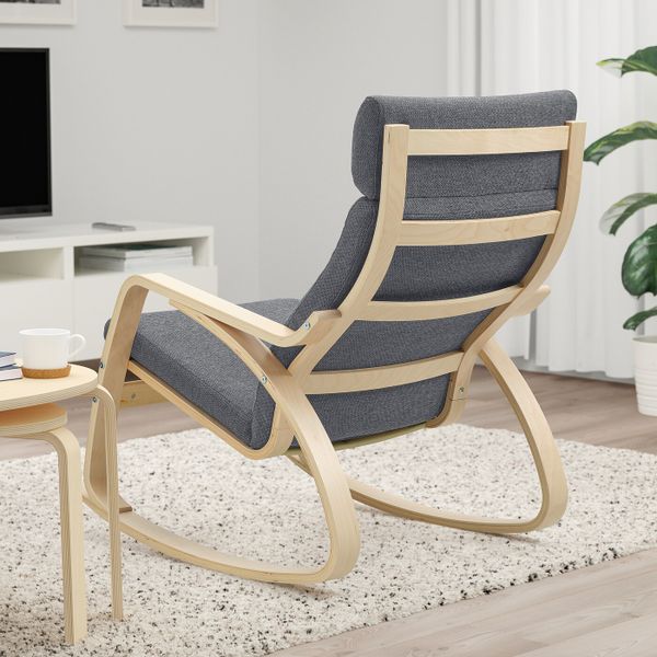 Кресло-качалка, березовый шпон/Хили темно-серый IKEA POÄNG ПОЭНГ 693.194.11 - фото 3