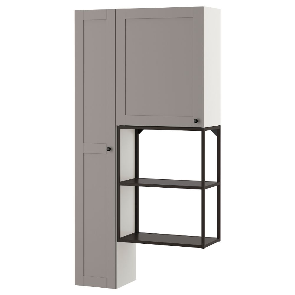 Комбинация для хранения, антрацит, серый каркас, 90x32x180 см IKEA BEGIVENHET БЕГИВЕНХЕТ 893.315.01 - фото 1