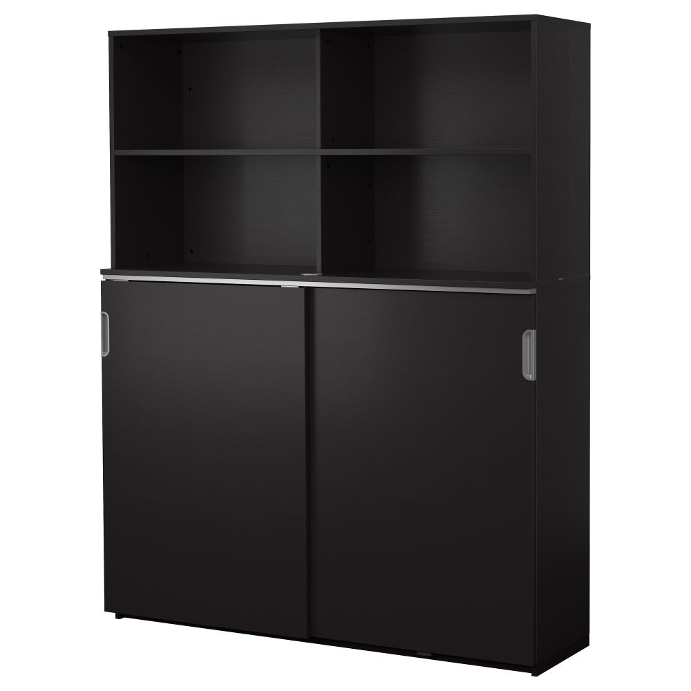 Комбинация для хранения с раздвижной дверцами ГАЛАНТ, черно-коричневый (160x200 см) - фото 1