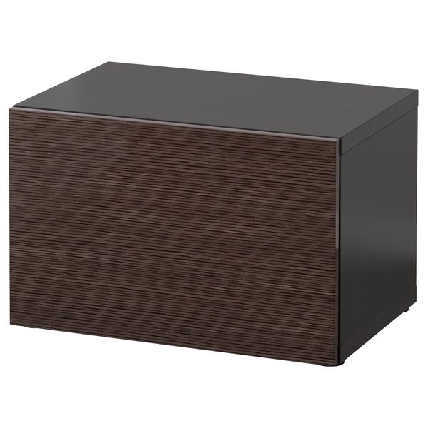 Стеллаж с дверью БЕСТО, черно-коричневый, Сельсвикен глянцевый/коричневый (60x40x38 см) - схема-чертеж с размерами