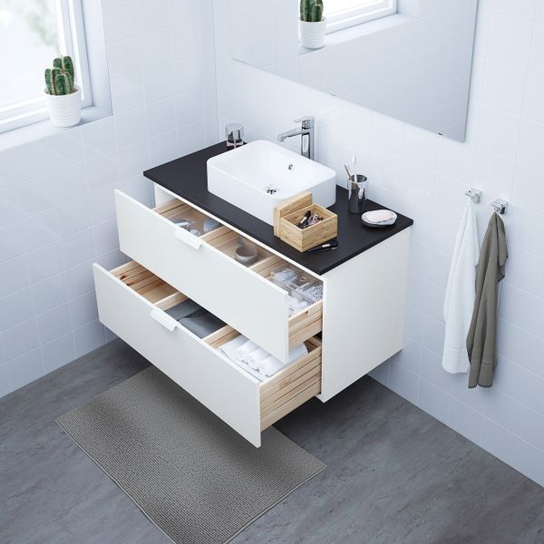 Шкаф со столешницей 45x32 раковина, белый/антрацит БРОГРУНД смеситель 102x49x72 см IKEA GODMORGON/TOLKEN ГОДМОРГОН/ТОЛКЕН / - фото 2