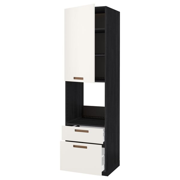 Высокий шкаф для духовки + дверь, 2 ящика МЕТОД / МАКСИМЕРА, черный, Мэрста белый - схема-чертеж с размерами