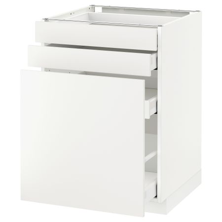 Напольный шкаф с выдвижными модулями, 2 фронтальные панели МЕТОД / МАКСИМЕРА, белый, Хэггеби белый
