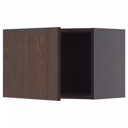 METOD Навесной шкаф - черно-серый/Sinarp коричневый 60x40 см