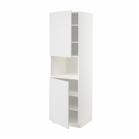 Высокий шкаф для/СВЧ, 2 дверцы/полки, белый/Стенсунд белый 60x60x200 см IKEA METOD МЕТОД 394.461.99